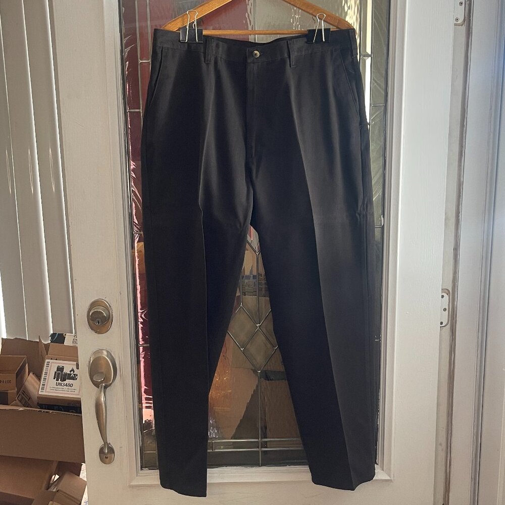 Legendary Gold Men's Khaki Black Flat Pants Slacks Size 38x30